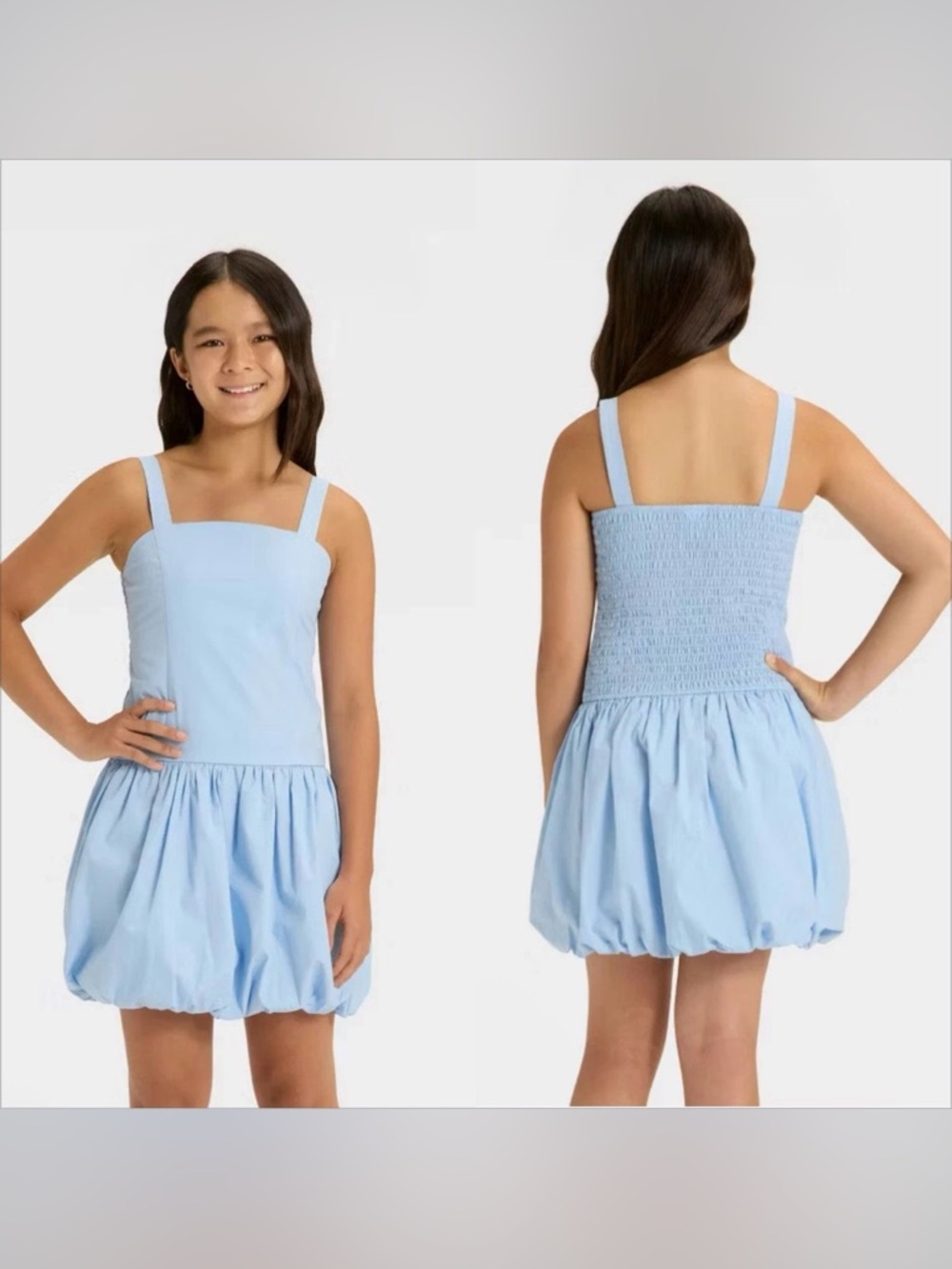 Light Blue mini size XXL 16/18  Bubble Hem Sundress preppy coquette girl NWT